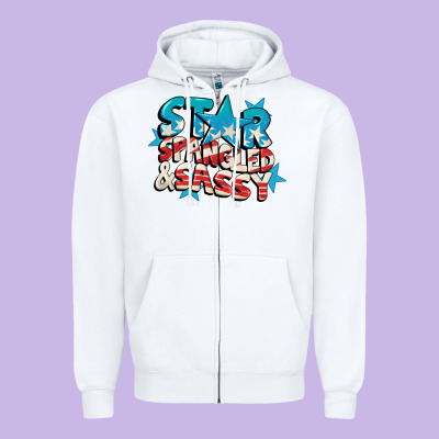 Star Spangled And Sassy 4th Of July Zipper Hoodie Designed By Cowgirlartshop