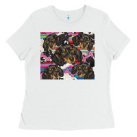 White dachshund Ladies Tee - BarkalooDesign