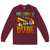 Burgundy preschool dude Long Sleeve Tee - texasbilliewilder