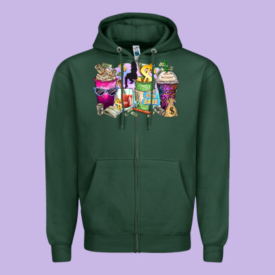 Boss Babe Coffee Cups Zipper Hoodie Designed By Zillion Design Studio