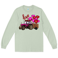 Matcha valentine's day pink tractor with pin heart balloons Long Sleeve Tee - RanaPortraitStore