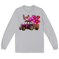 Moon Dust valentine's day pink tractor with pin heart balloons Long Sleeve Tee - RanaPortraitStore