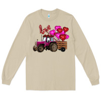 Mushroom valentine's day pink tractor with pin heart balloons Long Sleeve Tee - RanaPortraitStore