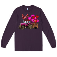 Plum valentine's day pink tractor with pin heart balloons Long Sleeve Tee - RanaPortraitStore