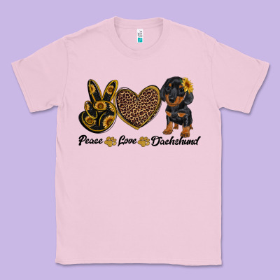 Peace Love Dachshund Classic Tee Designed By Ranaportraitstore