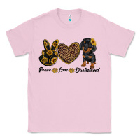 Bubblegum Pink peace love dachshund Classic Tee - RanaPortraitStore