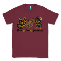 Burgundy peace love dachshund Classic Tee - RanaPortraitStore
