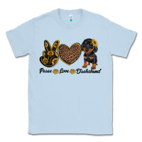 Dusty Blue peace love dachshund Classic Tee - RanaPortraitStore