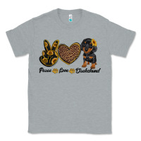 Heather Grey peace love dachshund Classic Tee - RanaPortraitStore