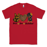 Red peace love dachshund Classic Tee - RanaPortraitStore