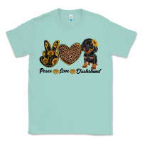 Seafoam peace love dachshund Classic Tee - RanaPortraitStore