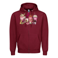 Burgundy Girl boss coffee cups Zipper Hoodie - Zillion Design Studio