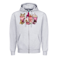 Heather Grey Girl boss coffee cups Zipper Hoodie - Zillion Design Studio