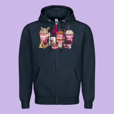 Girl Boss Coffee Cups Zipper Hoodie Designed By Zillion Design Studio