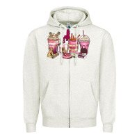 Oatmeal Heather Girl boss coffee cups Zipper Hoodie - Zillion Design Studio