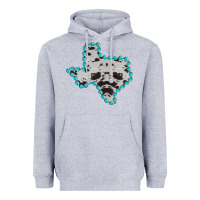 Heather Grey Texas Map Cowhide Turquoise Gemstone Heavyweight Hoodie - Bettercallsaul