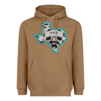 Toasted Coconut Texas Map Cowhide Turquoise Gemstone Heavyweight Hoodie - Bettercallsaul