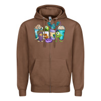 Chestnut cartoon characters coffee cups Zipper Hoodie - Zillion Design Studio
