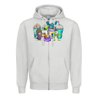 Dove Grey cartoon characters coffee cups Zipper Hoodie - Zillion Design Studio