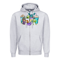 Heather Grey cartoon characters coffee cups Zipper Hoodie - Zillion Design Studio