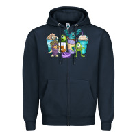 Navy cartoon characters coffee cups Zipper Hoodie - Zillion Design Studio