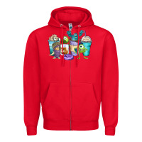 Red cartoon characters coffee cups Zipper Hoodie - Zillion Design Studio