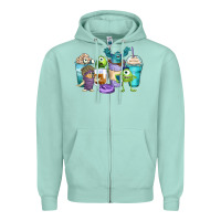 Seafoam cartoon characters coffee cups Zipper Hoodie - Zillion Design Studio