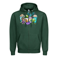 Sports Green cartoon characters coffee cups Zipper Hoodie - Zillion Design Studio