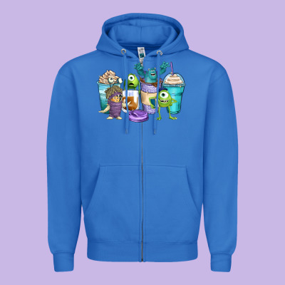 Cartoon Characters Coffee Cups Zipper Hoodie Designed By Zillion Design Studio