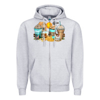 Heather Grey chicken coffee cups Zipper Hoodie - Zillion Design Studio