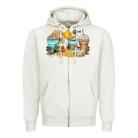 Oatmeal Heather chicken coffee cups Zipper Hoodie - Zillion Design Studio