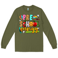 Army Green pre school energy Long Sleeve Tee - texasbilliewilder
