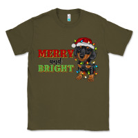 Army Green merry and bright dachshund Classic Tee - RanaPortraitStore