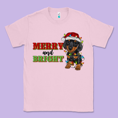 Merry And Bright Dachshund Classic Tee Designed By Ranaportraitstore