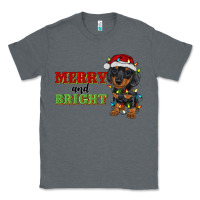 Charcoal Heather merry and bright dachshund Classic Tee - RanaPortraitStore