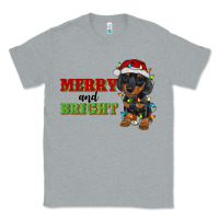 Heather Grey merry and bright dachshund Classic Tee - RanaPortraitStore