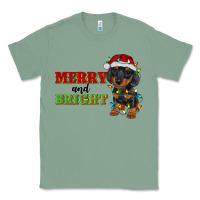 Sage merry and bright dachshund Classic Tee - RanaPortraitStore