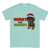 Seafoam merry and bright dachshund Classic Tee - RanaPortraitStore