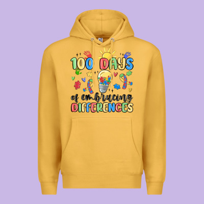 100 Days Of Embracing Differences Premium Hoodie Designed By Maliassmallbusiness