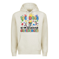 Oatmeal Heather 100 days of embracing differences Premium Hoodie - MaliasSmallBusiness