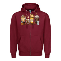 Burgundy coffee cups Zipper Hoodie - Zillion Design Studio