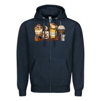 Navy coffee cups Zipper Hoodie - Zillion Design Studio