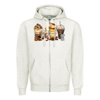 Oatmeal Heather coffee cups Zipper Hoodie - Zillion Design Studio