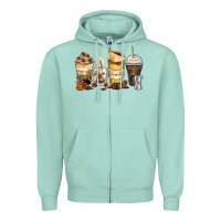 Seafoam coffee cups Zipper Hoodie - Zillion Design Studio