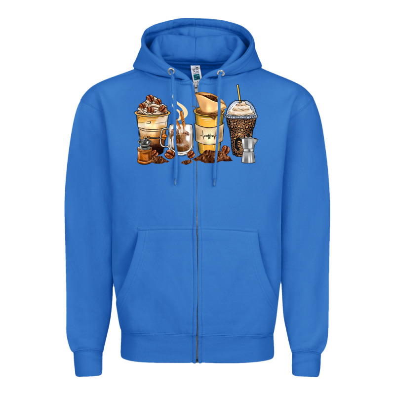 Coffee Cups Zipper Hoodie by Zillion Design Studio | Teevron