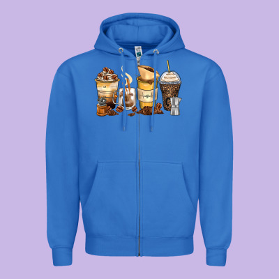Coffee Cups Zipper Hoodie Designed By Zillion Design Studio