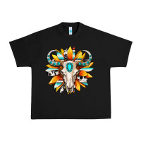 Black Western bull skull sunflower Urban Heavy Tee - MaliasSmallBusiness