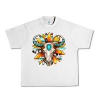 Lunar Rock Western bull skull sunflower Urban Heavy Tee - MaliasSmallBusiness