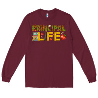Burgundy principal life Long Sleeve Tee - texasbilliewilder