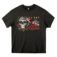 Asphalt Merry Christmas  skull Heavy Core Tee - CowhideDigitalArt